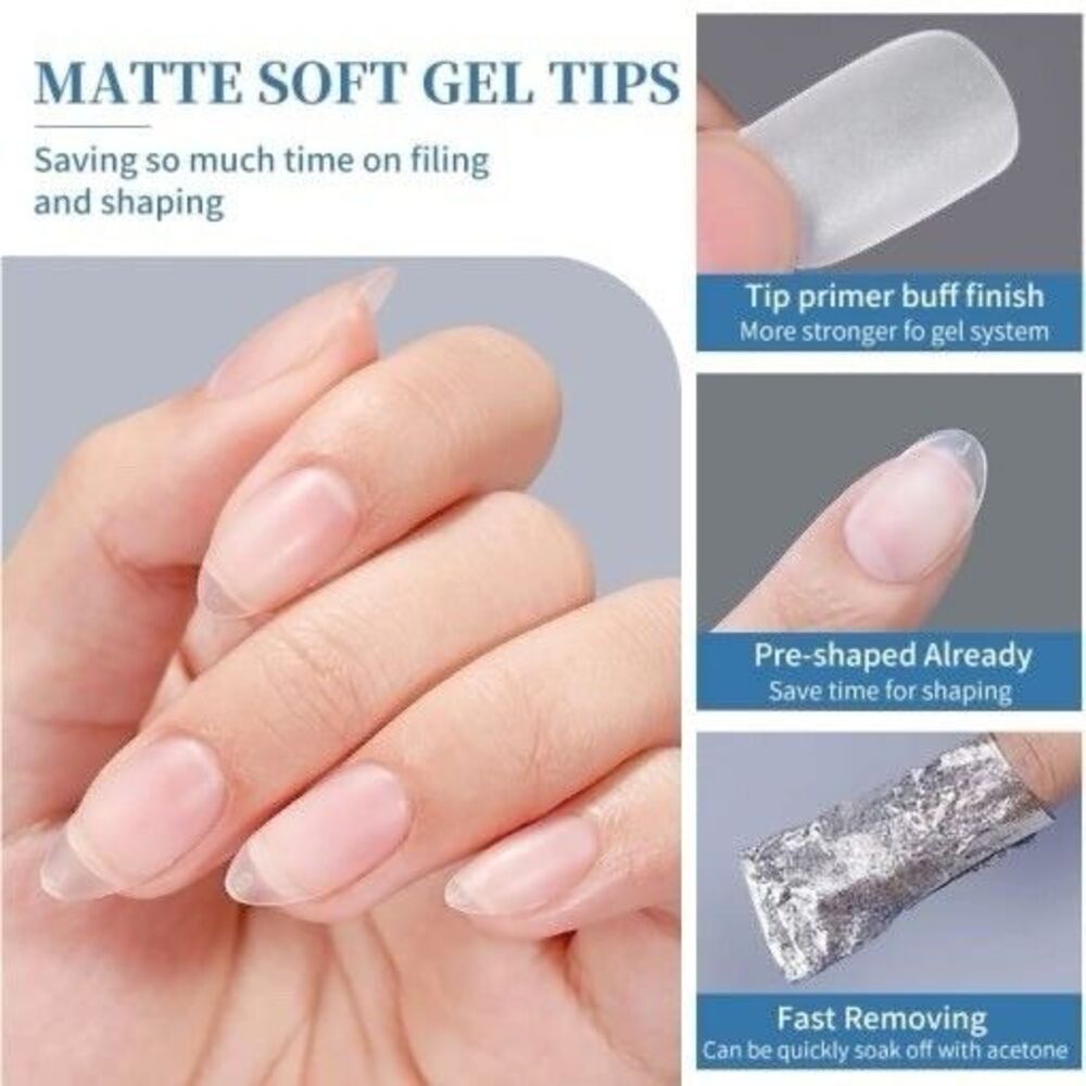 300pcs set 15 sizes Matte Soft Gel Nail Tips SOVAL XS Short Traceless Ultra Thin